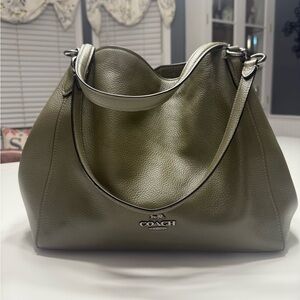 Coach Dark Green Leather Shoulder Bag